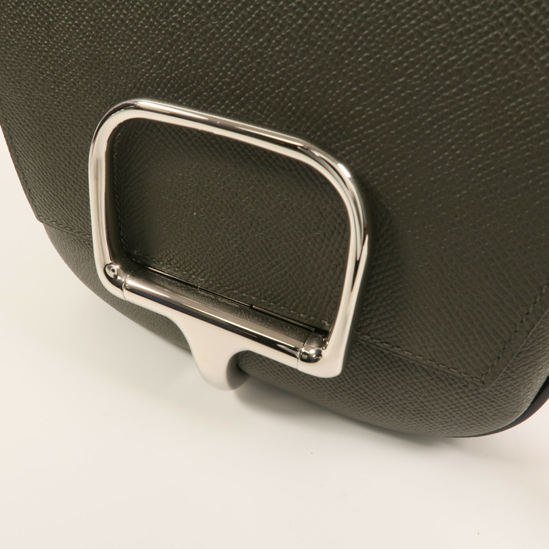 HERMES Epsom皮革Della Cavalleria Mini銀扣肩背袋Vert de Gris-8