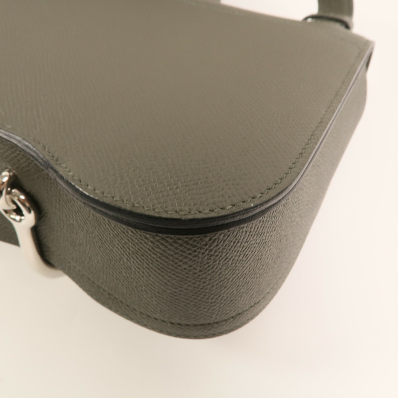 HERMES Epsom皮革Della Cavalleria Mini銀扣肩背袋Vert de Gris-12