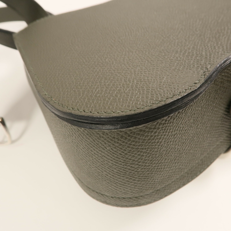 HERMES Epsom皮革Della Cavalleria Mini銀扣肩背袋Vert de Gris-13