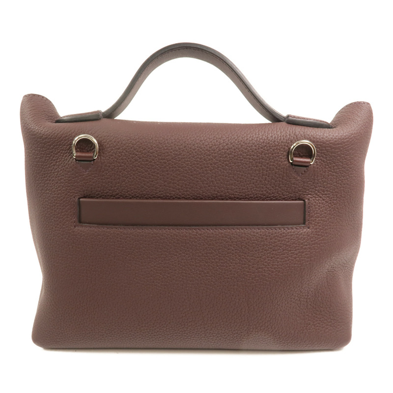 HERMES Clemence皮革Lindy 30銀扣手挽肩背兩用袋Noir-1