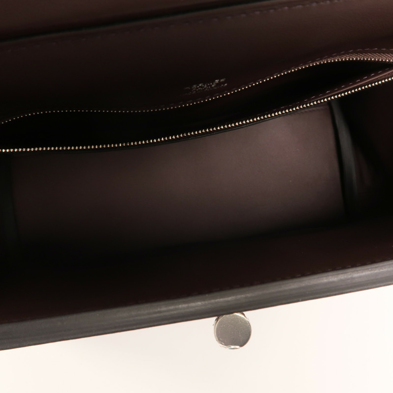 HERMES Clemence皮革Lindy 30銀扣手挽肩背兩用袋Noir-4