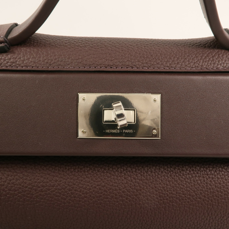 HERMES Clemence皮革Lindy 30銀扣手挽肩背兩用袋Noir-8