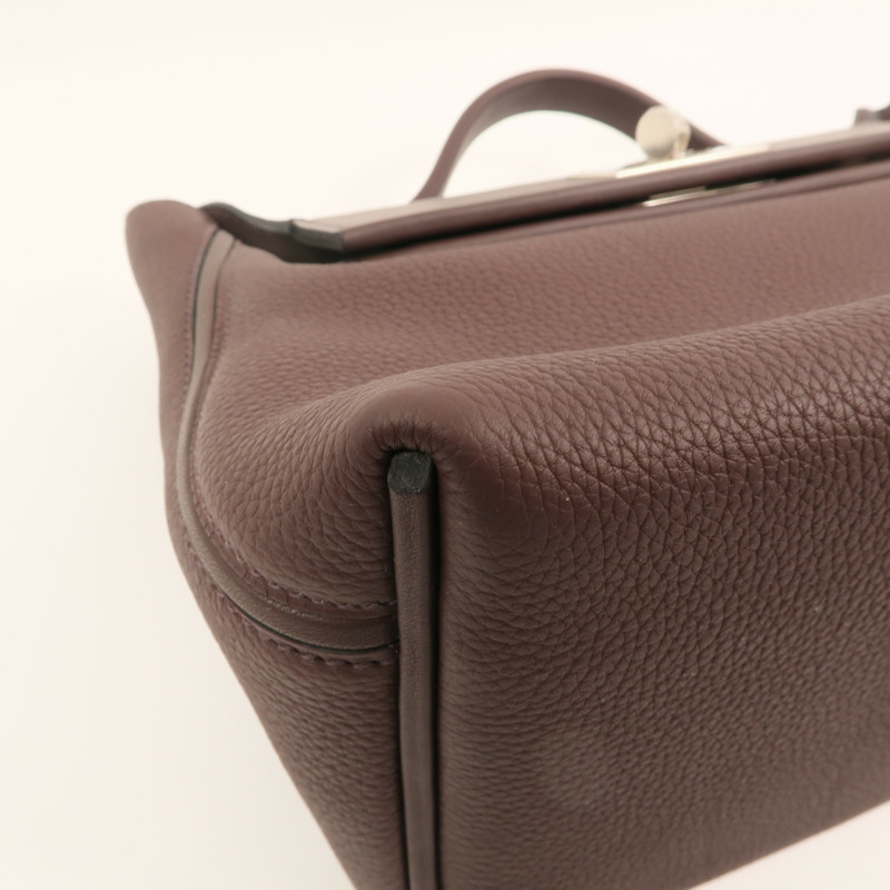 HERMES Clemence皮革Lindy 30銀扣手挽肩背兩用袋Noir-12