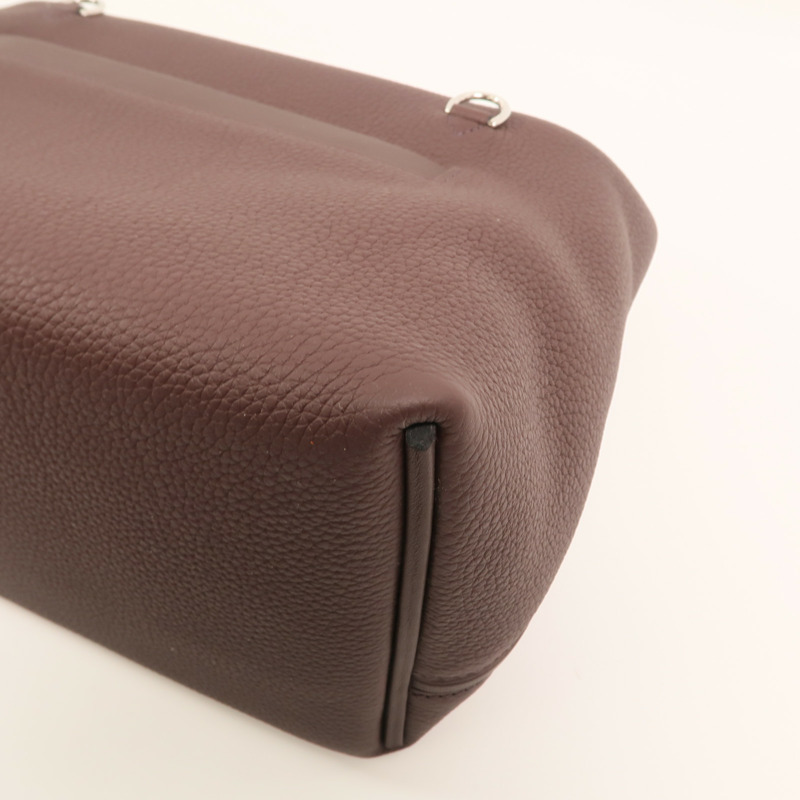 HERMES Clemence皮革Lindy 30銀扣手挽肩背兩用袋Noir-13