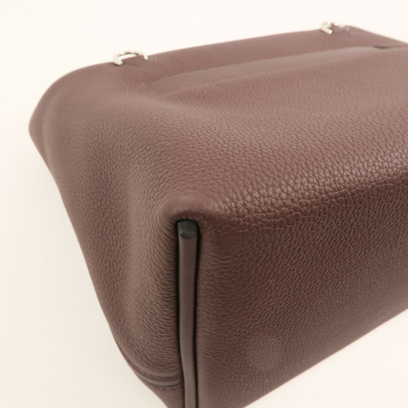 HERMES Clemence皮革Lindy 30銀扣手挽肩背兩用袋Noir-14