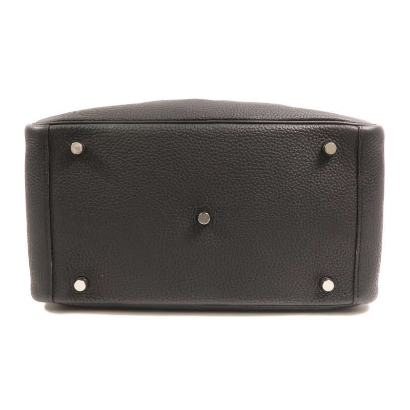 HERMES Clemence皮革Lindy 30銀扣手挽肩背兩用袋Noir-3