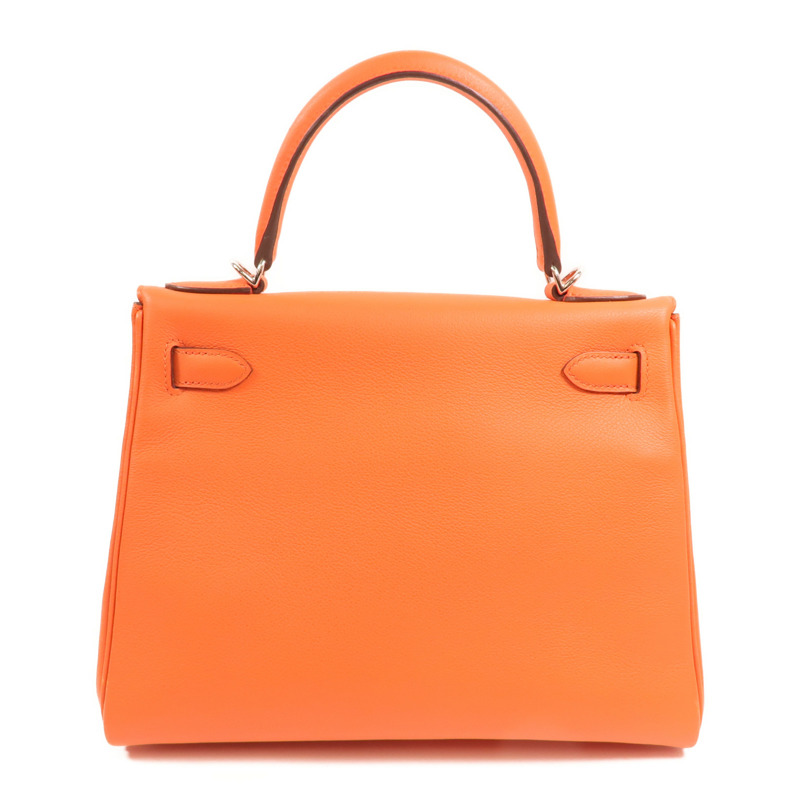 HERMES Evercolor皮革Kelly 28銀扣手挽肩背兩用袋Rose Texas-1