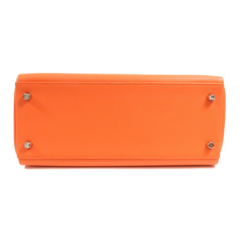 HERMES Evercolor皮革Kelly 28銀扣手挽肩背兩用袋Rose Texas-3