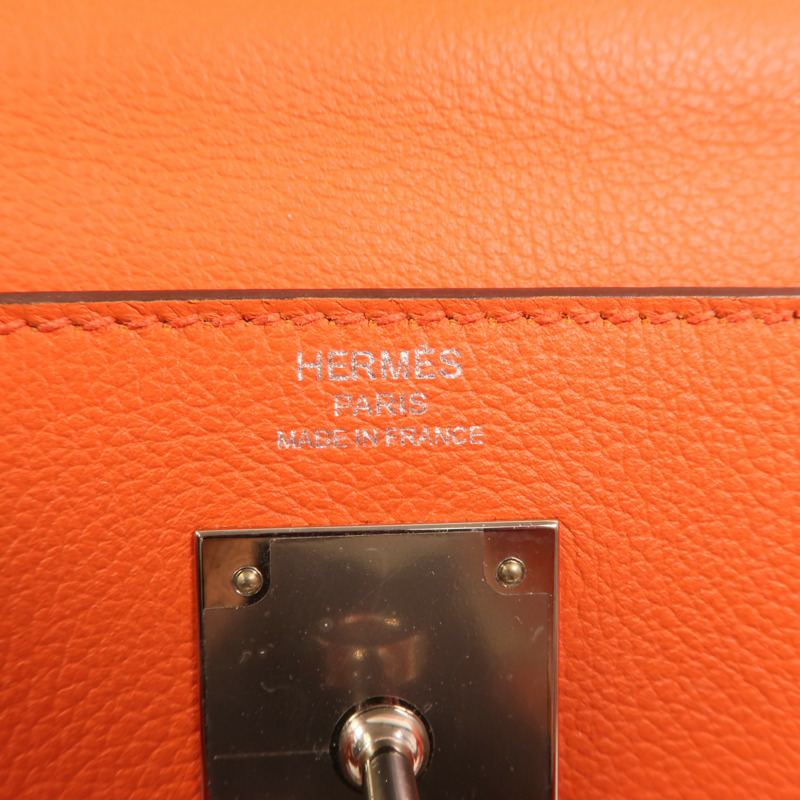 HERMES Evercolor皮革Kelly 28銀扣手挽肩背兩用袋Rose Texas-5
