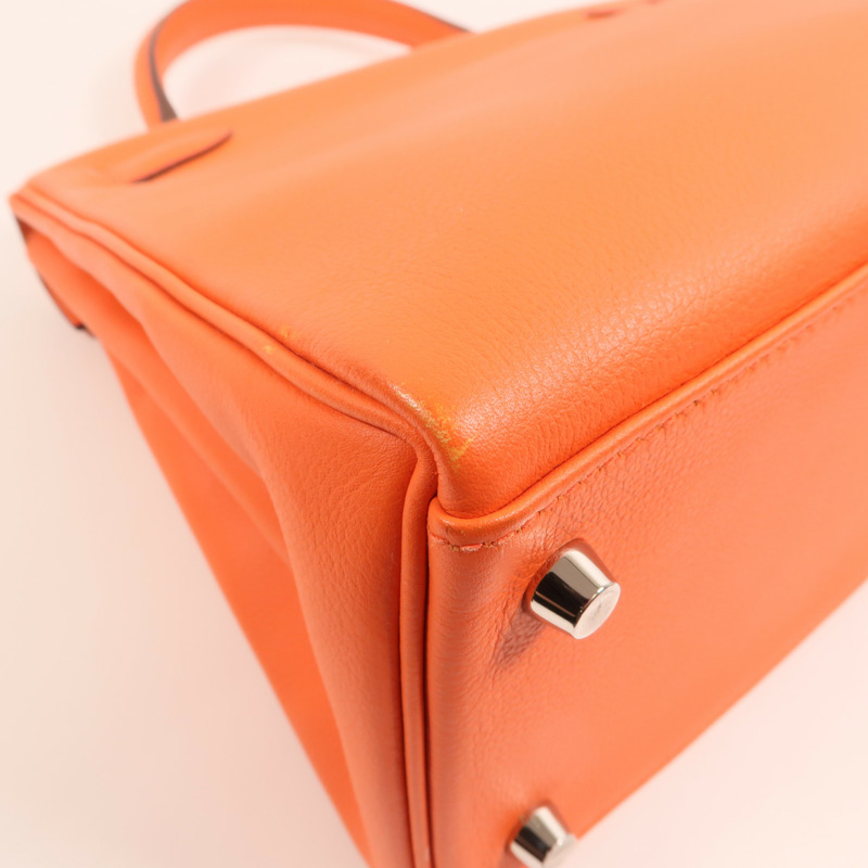 HERMES Evercolor皮革Kelly 28銀扣手挽肩背兩用袋Rose Texas-15