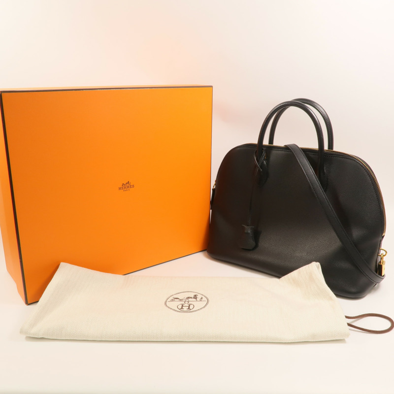 HERMES Epsom皮革Bolide1923 30金扣手挽肩背兩用袋Noir-11