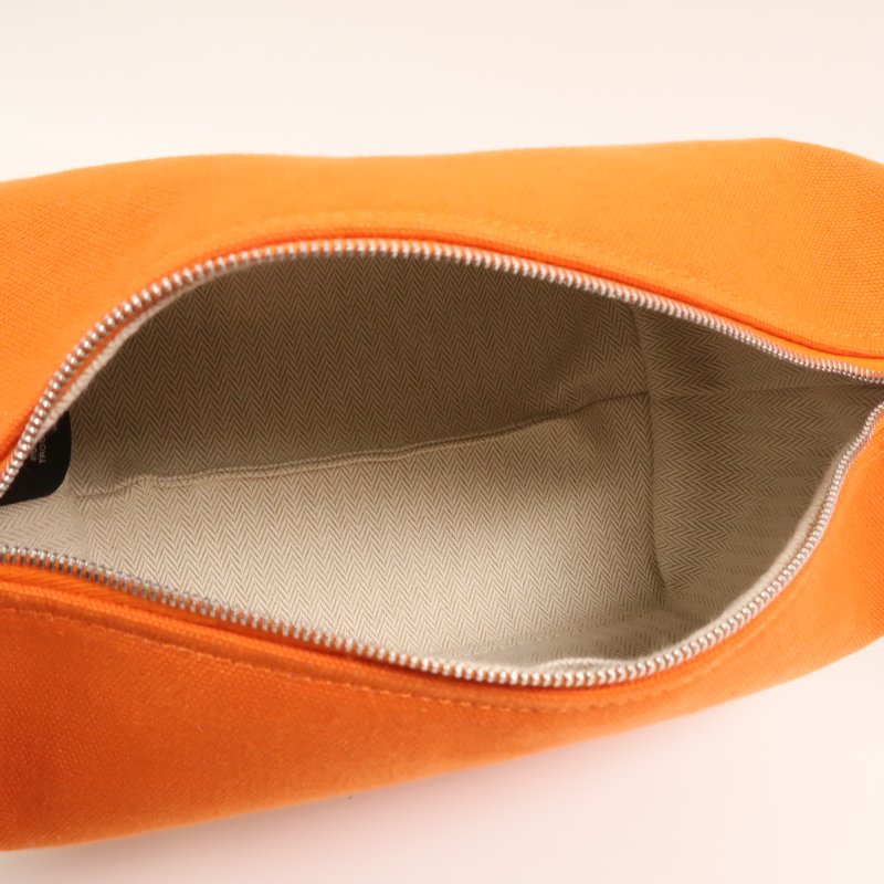 HERMES 帆布Bride A Brac PM銀扣手挽袋-4