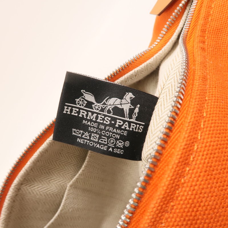 HERMES 帆布Bride A Brac PM銀扣手挽袋-5