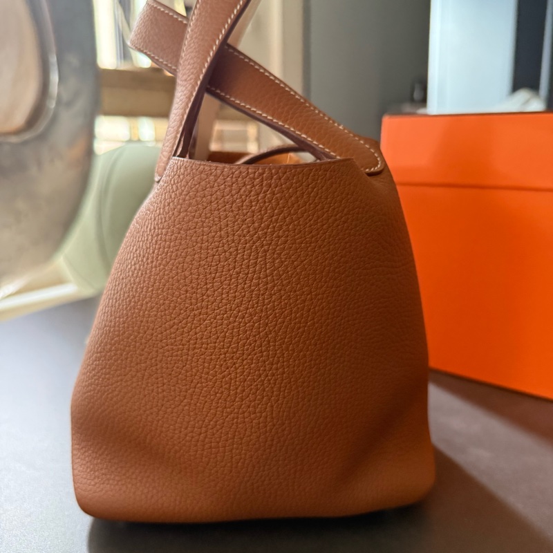 picotin 18 金棕色, 銀扣,雙色提把-3