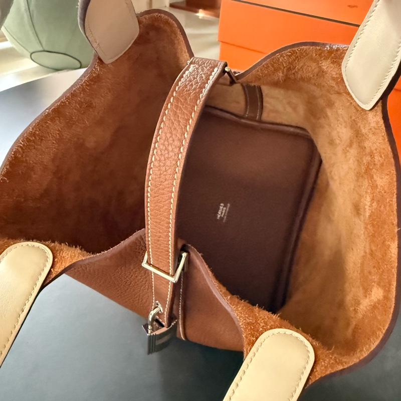 picotin 18 金棕色, 銀扣,雙色提把-8