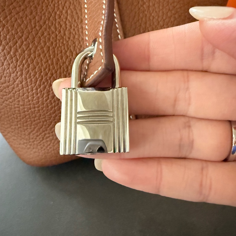 picotin 18 金棕色, 銀扣,雙色提把-9