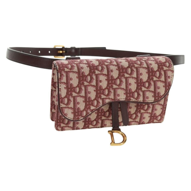 【日本直送】Christian Dior Trotter帆布馬鞍腰包 紅色金色 正品 169115M-0