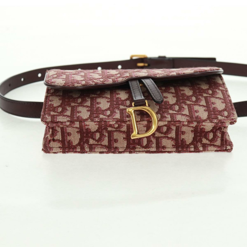 【日本直送】Christian Dior Trotter帆布馬鞍腰包 紅色金色 正品 169115M-4