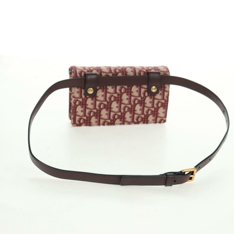 【日本直送】Christian Dior Trotter帆布馬鞍腰包 紅色金色 正品 169115M-6