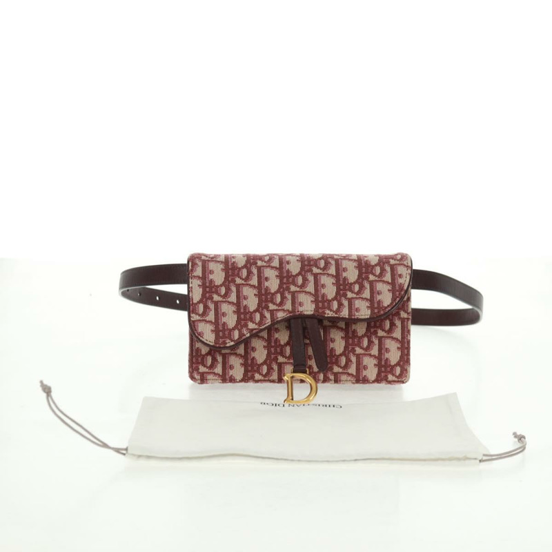 【日本直送】Christian Dior Trotter帆布馬鞍腰包 紅色金色 正品 169115M-11