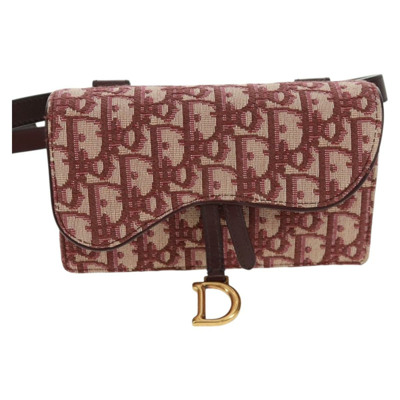 【日本直送】Christian Dior Trotter帆布馬鞍腰包 紅色金色 正品 169115M-12