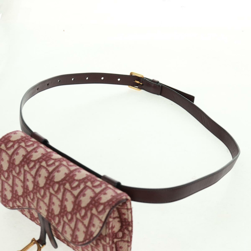 【日本直送】Christian Dior Trotter帆布馬鞍腰包 紅色金色 正品 169115M-13