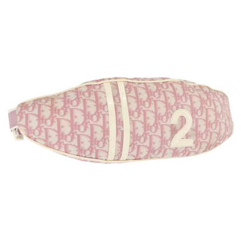 Christian Dior Trotter帆布斜背包 尼龍 粉紅色 銀色 正品 170342V