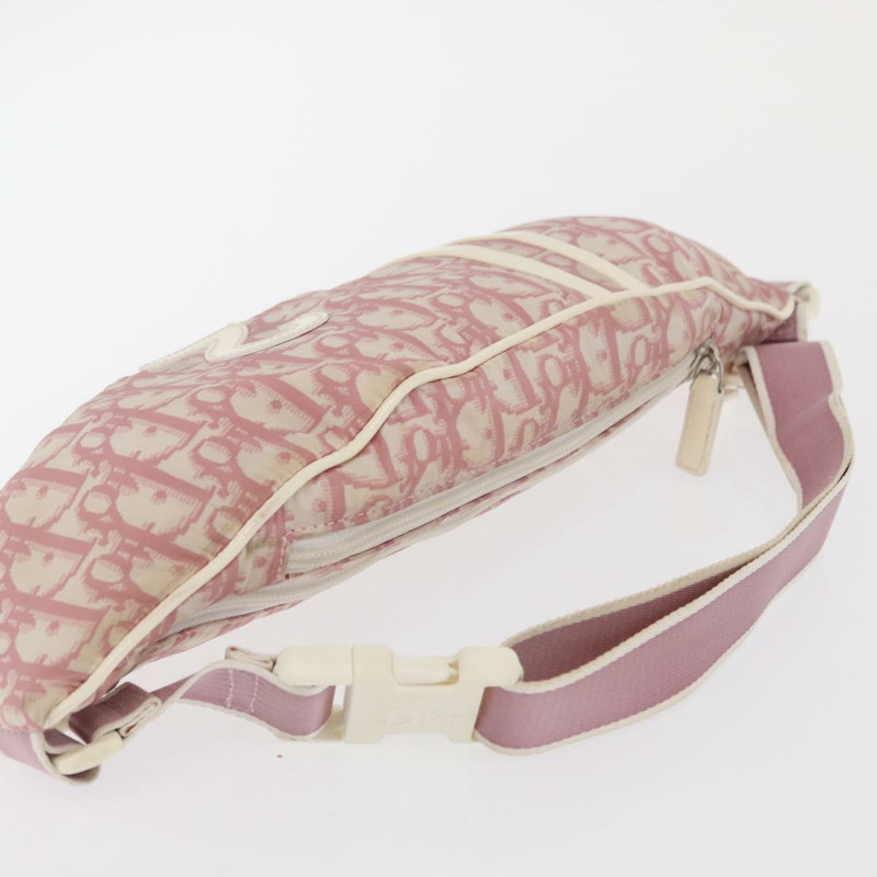 【日本直送】Christian Dior Trotter帆布斜背包 尼龍 粉紅色 銀色 正品 170342V-6