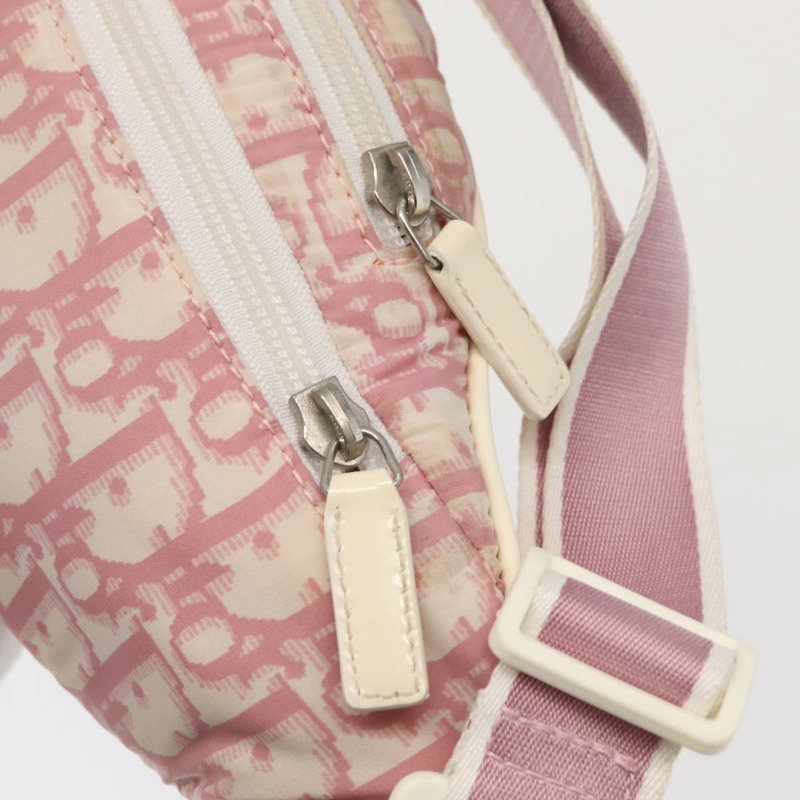 【日本直送】Christian Dior Trotter帆布斜背包 尼龍 粉紅色 銀色 正品 170342V-8