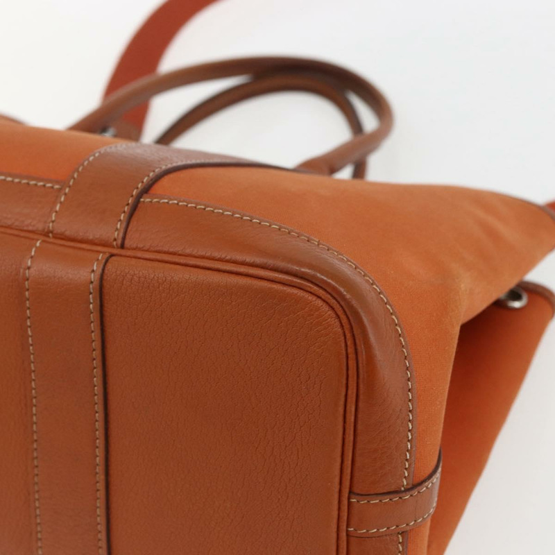 【日本直送】愛馬仕 Garden Party TPM 手提包 帆布 兩用 橙色/銀色 正品 166360V-8