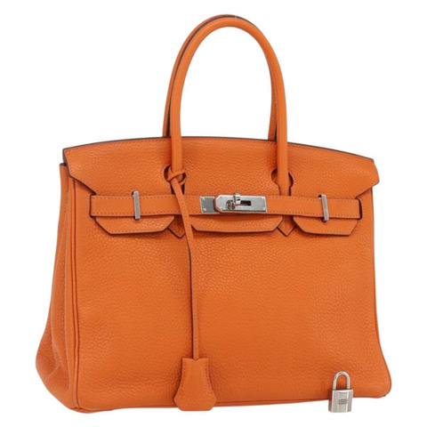 愛馬仕 Birkin 30 手袋 Togo 橙色銀色 正品 169662SM