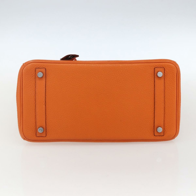 【日本直送】愛馬仕 Birkin 30 手袋 Togo 橙色銀色 正品 169662SM-4