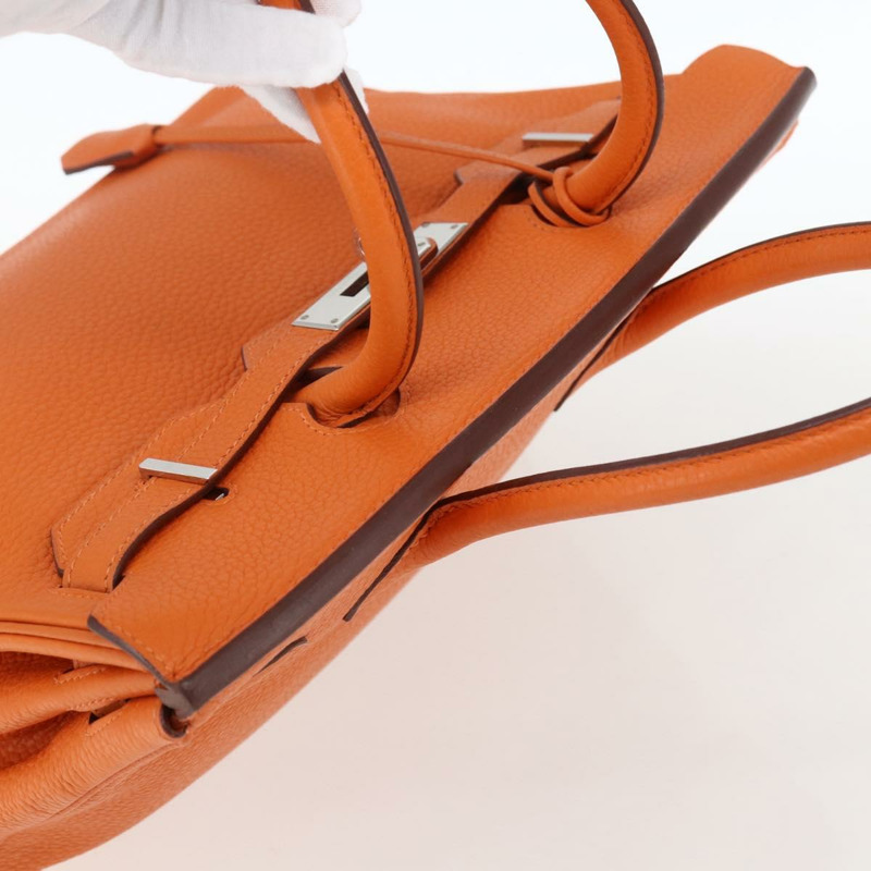 【日本直送】愛馬仕 Birkin 30 手袋 Togo 橙色銀色 正品 169662SM-5
