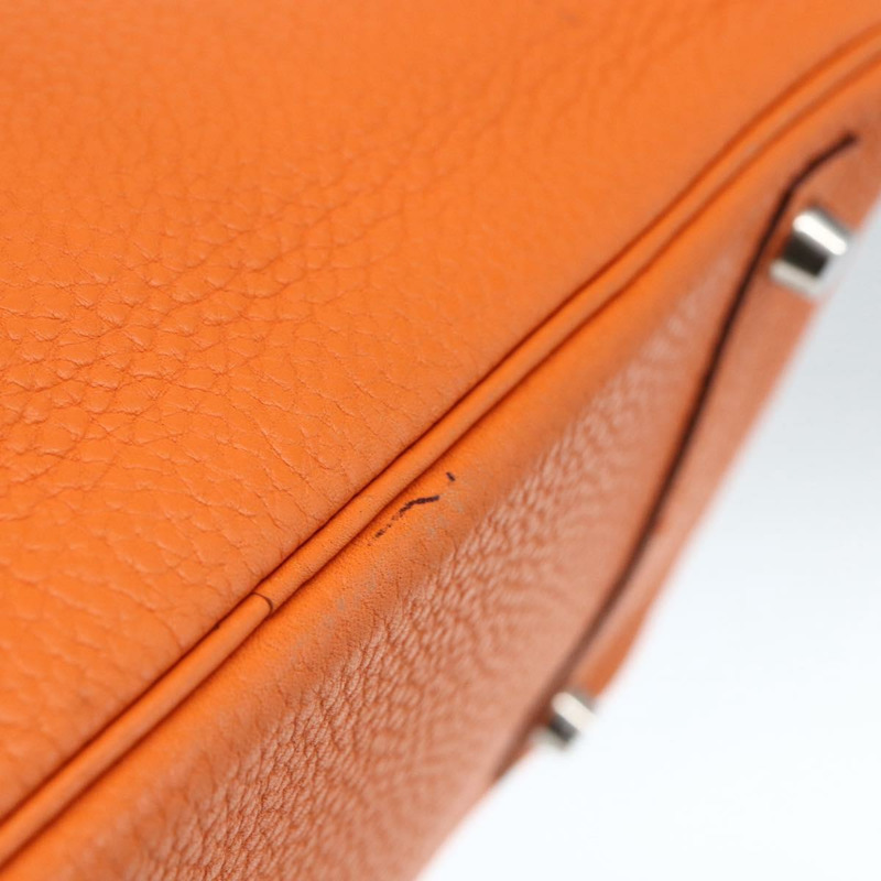 【日本直送】愛馬仕 Birkin 30 手袋 Togo 橙色銀色 正品 169662SM-7