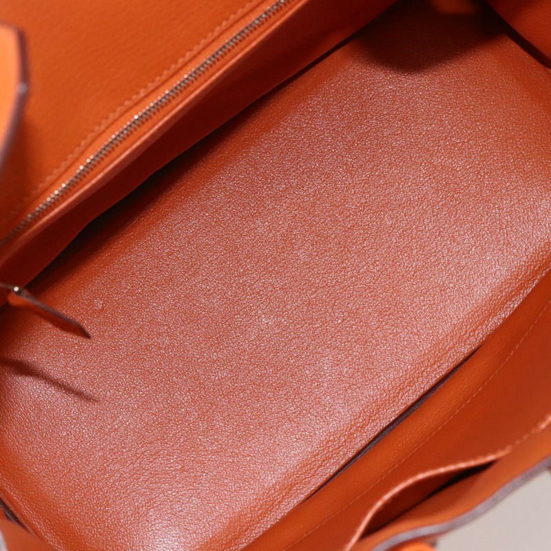 【日本直送】愛馬仕 Birkin 30 手袋 Togo 橙色銀色 正品 169662SM-9