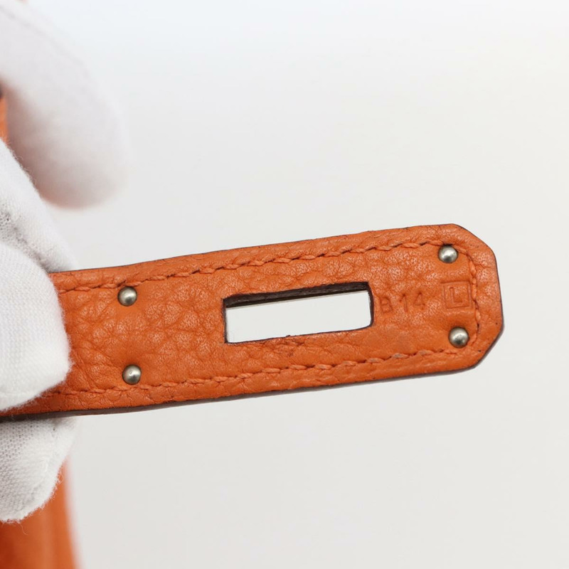 【日本直送】愛馬仕 Birkin 30 手袋 Togo 橙色銀色 正品 169662SM-10