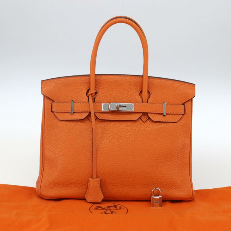 【日本直送】愛馬仕 Birkin 30 手袋 Togo 橙色銀色 正品 169662SM-11
