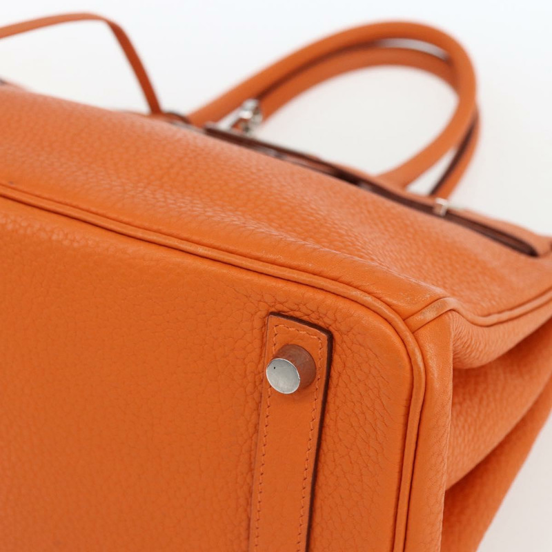 【日本直送】愛馬仕 Birkin 30 手袋 Togo 橙色銀色 正品 169662SM-14