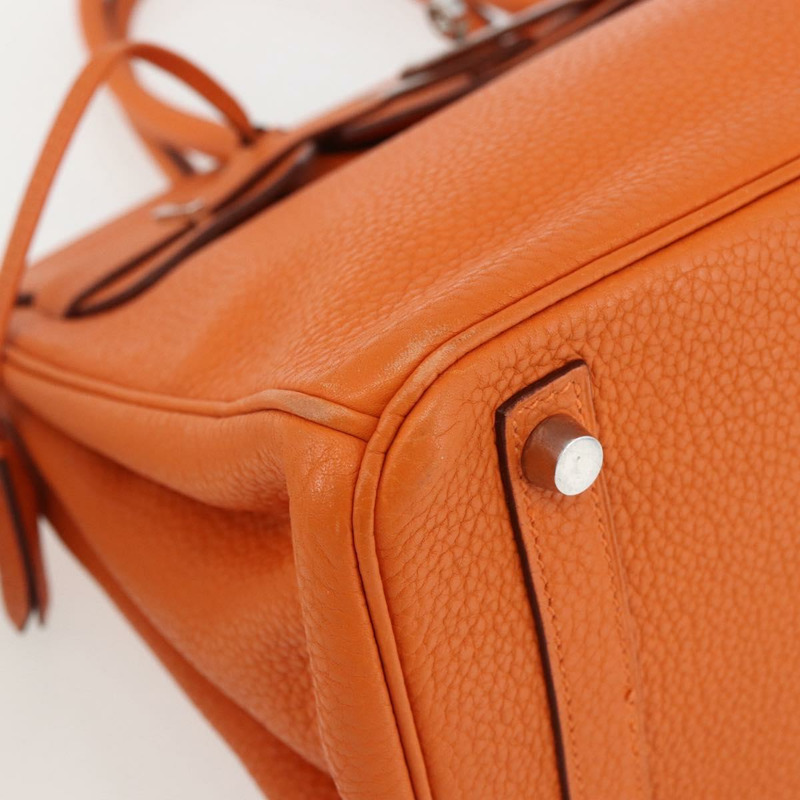 【日本直送】愛馬仕 Birkin 30 手袋 Togo 橙色銀色 正品 169662SM-15