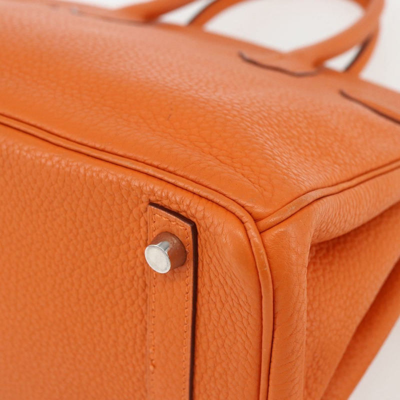 【日本直送】愛馬仕 Birkin 30 手袋 Togo 橙色銀色 正品 169662SM-16