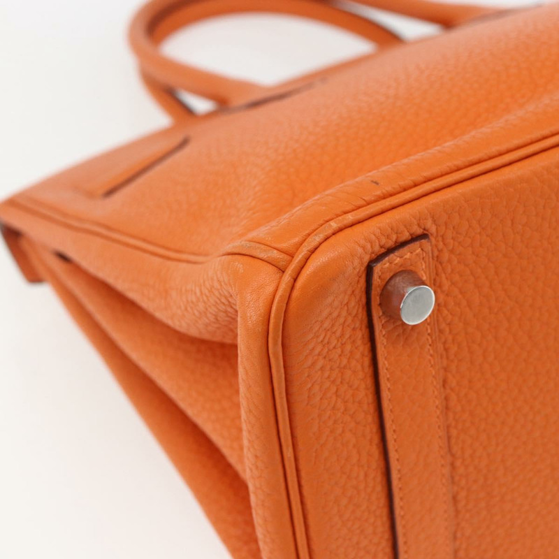 【日本直送】愛馬仕 Birkin 30 手袋 Togo 橙色銀色 正品 169662SM-17