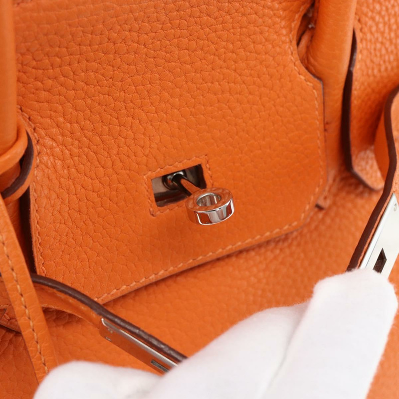 【日本直送】愛馬仕 Birkin 30 手袋 Togo 橙色銀色 正品 169662SM-21