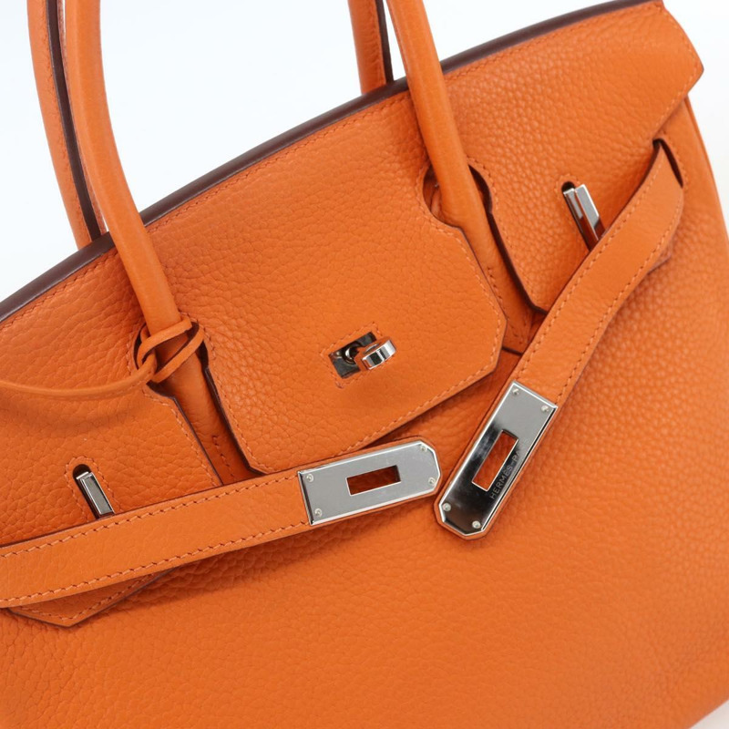 【日本直送】愛馬仕 Birkin 30 手袋 Togo 橙色銀色 正品 169662SM-22