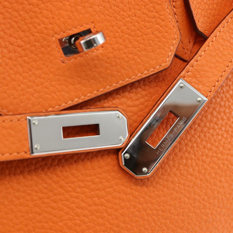 【日本直送】愛馬仕 Birkin 30 手袋 Togo 橙色銀色 正品 169662SM-23