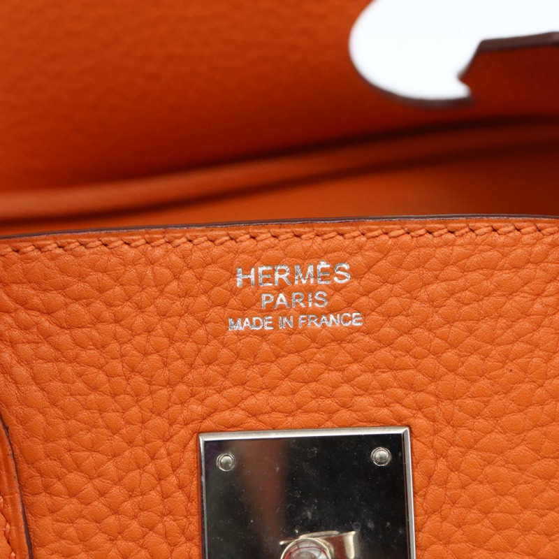 【日本直送】愛馬仕 Birkin 30 手袋 Togo 橙色銀色 正品 169662SM-24
