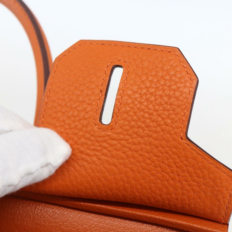 【日本直送】愛馬仕 Birkin 30 手袋 Togo 橙色銀色 正品 169662SM-27