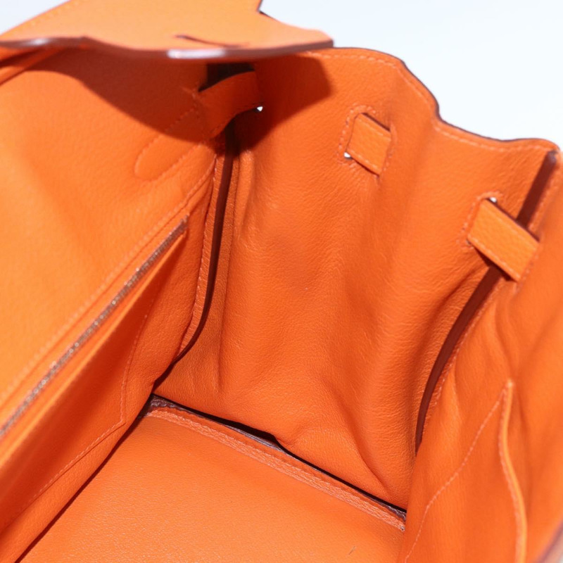 【日本直送】愛馬仕 Birkin 30 手袋 Togo 橙色銀色 正品 169662SM-28