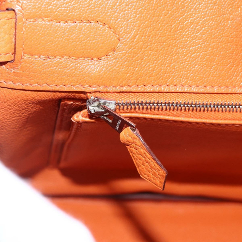 【日本直送】愛馬仕 Birkin 30 手袋 Togo 橙色銀色 正品 169662SM-30