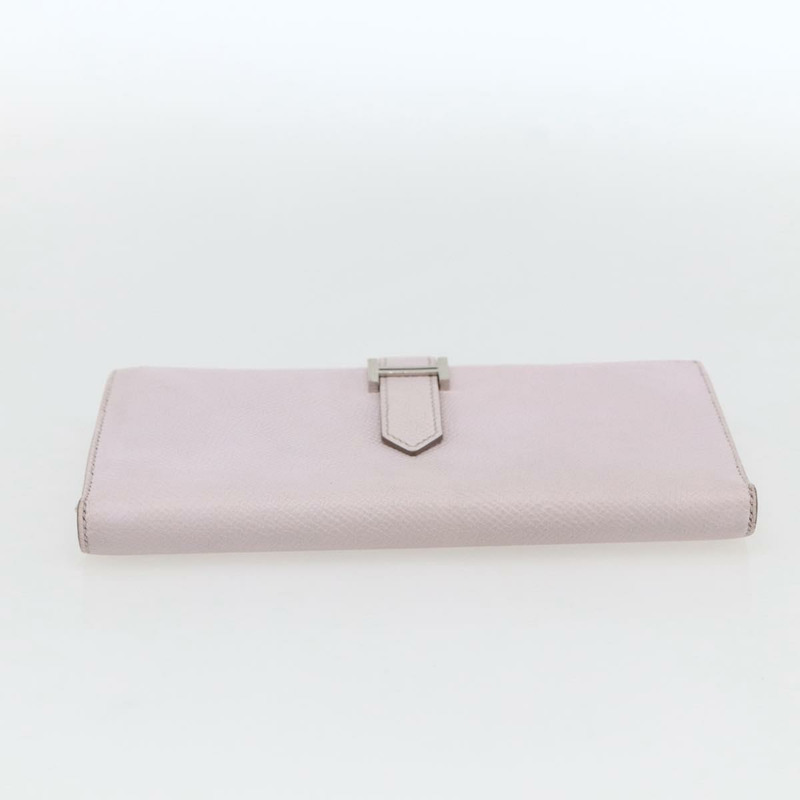 【日本直送】愛馬仕 Bane Souffle 長版皮夾,粉紅銀色真皮,正品編號 165568SAM-4