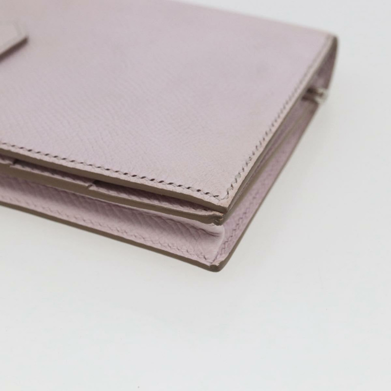 【日本直送】愛馬仕 Bane Souffle 長版皮夾,粉紅銀色真皮,正品編號 165568SAM-6